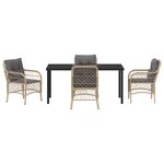 vidaXL Set de salle à manger de jardin 5 pièces avec coussins beige poly rotin