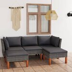 vidaXL Salon de jardin 5 Pièces avec coussins Résine tressée Gris