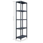vidaXL Étagères de rangement 5 Pièces Noir 125 kg 60x30x180 cm Plastique