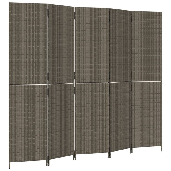 vidaXL Cloison de séparation 5 panneaux gris résine tressée