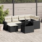 vidaXL Salon de jardin 7 Pièces avec coussins noir résine tressée