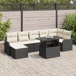 Ensemble de canapé de jardin 8 pièces Noir en poly rattan