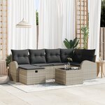 vidaXL Ensemble de canapé de jardin en 7 pièces avec coussins gris clair en poly rattan