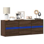 vidaXL Meuble TV mural avec lumières LED chêne marron 130x31x45 cm