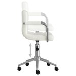 Chaise fauteuil siège de bureau informatique étude pivotante similicuir blanc 02_0024048