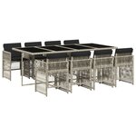 vidaXL Ensemble à manger de jardin et coussins 9 Pièces gris clair rotin