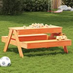 vidaXL Table de pique-nique avec bac à sable pour enfants marron cire