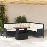 vidaXL Canapés de jardin 2 Pièces avec coussins Noir Résine tressée