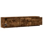 vidaXL Meuble TV avec LED chêne fumé 165x34x40 cm bois d'ingénierie