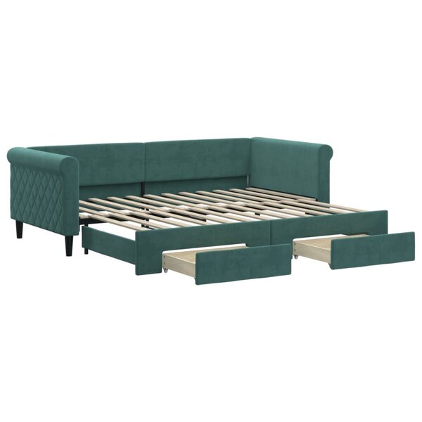 vidaXL Lit de jour avec gigogne et tiroirs sans matelas 90x200 cm