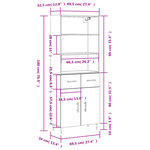vidaXL Buffet haut Gris béton 69 5x34x180 cm Bois d'ingénierie