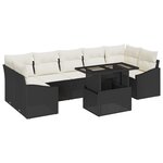 vidaXL Ensemble de canapés de jardin 8 pièces avec coussins en poly rattan noir
