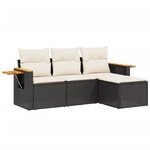 vidaXL Salon de jardin 4 Pièces avec coussins noir résine tressée