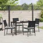 vidaXL Ensemble de salle à manger de jardin 5 pièces avec coussins en poly rotin noir
