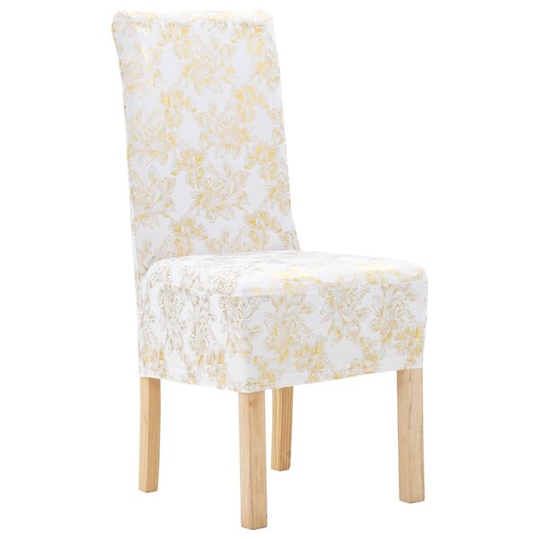 vidaXL Housses extensibles de chaise 6 Pièces Blanc avec imprimé doré