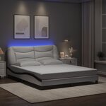 vidaXL Cadre de lit avec LED sans matelas blanc et noir 160x200 cm