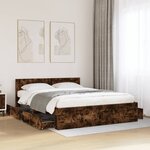 vidaXL Cadre de lit avec tête de lit chêne fumé 160x200 cm