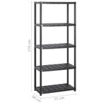 vidaXL Étagère de rangement à 5 niveaux Noir 213x38x170 cm Plastique