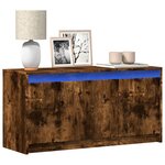 vidaXL Meuble TV avec LED chêne fumé 100x34x50 cm bois d'ingénierie