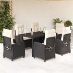 vidaXL Ensemble à manger de jardin coussins 7Pièces Noir Résine tressée