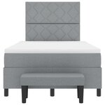 vidaXL Lit avec Sommier et Banc Gris Clair 120x200 cm Tissu