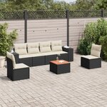 vidaXL Salon de jardin 7 Pièces avec coussins noir résine tressée