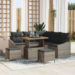 Canapé de jardin vidaXL 8 pièces avec coussins gris rattan PE acacia