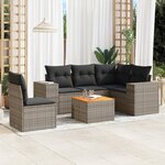 vidaXL Salon de jardin 6 Pièces avec coussins gris résine tressée