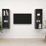 vidaXL Meubles TV muraux 2 Pièces Gris brillant Bois d'ingénierie