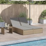 vidaXL Chaise longue double avec coussins beige résine tressée