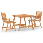 vidaXL Ensemble à manger de jardin 3 Pièces Bois d'acacia solide