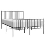 vidaXL Cadre de lit métal sans matelas avec pied de lit noir 135x190cm