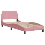 vidaXL Cadre de lit avec tête de lit Rose 90x200 cm Velours