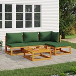vidaXL Salon de jardin 5 Pièces avec coussins vert bois massif