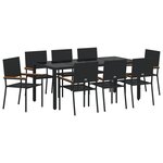 Ensemble salle à manger jardin 9 pièces vidaXL Noir Poly Rotin