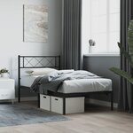 vidaXL Cadre de lit métal sans matelas avec tête de lit noir 75x190 cm