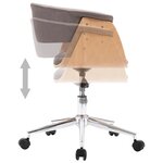 Chaise fauteuil siège pivotante de bureau informatique étude bois courbé et tissu taupe 02_0024177
