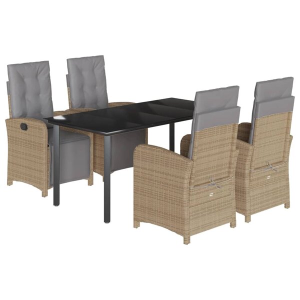 vidaXL Ensemble à manger de jardin avec coussins 5Pièces Beige poly rotin