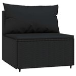vidaXL Salon de jardin 3 Pièces avec coussins Noir Résine tressée