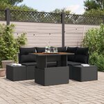 vidaXL Ensemble de salle à manger de jardin de 5 pièces avec coussins Rattan poly noir Acacia