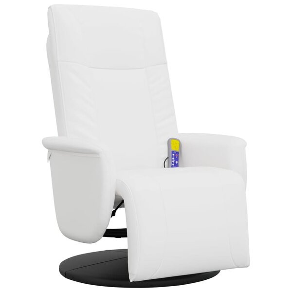 vidaXL Fauteuil inclinable de massage repose-pieds blanc similicuir