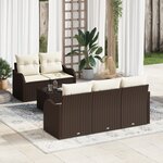 Ensemble de Canapés de Jardin 6 Pièces avec Coussins en Rattan Poly Marron