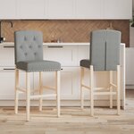 vidaXL Chaises de bar lot de 2 bois massif d'hévéa et tissu