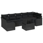 vidaXL Ensemble de canapés de jardin 8 pièces avec coussins Noir Rattan Poly