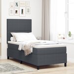 vidaXL Lit à ressorts avec matelas et LED gris foncé 90x200 cm tissu en velours côtelé