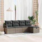 vidaXL Ensemble de Canapé de Jardin 5 Pièces avec Oreillers Rotin Poly Grey