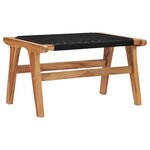 vidaXL Chaise longue avec repose-pied Bois de teck solide et corde