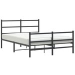 vidaXL Cadre de lit métal avec tête de lit/pied de lit noir 135x190 cm