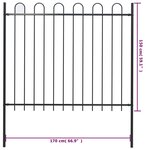vidaXL Clôture de jardin avec dessus en cerceau Acier 1 7 m Noir
