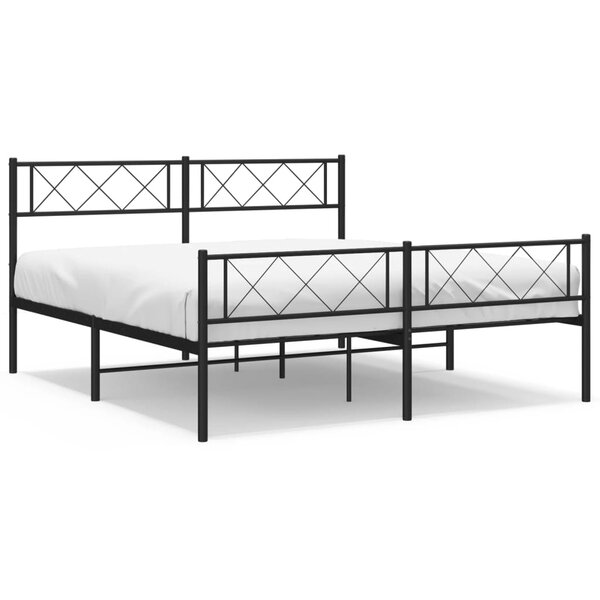 vidaXL Cadre de lit métal sans matelas avec pied de lit noir 120x190cm